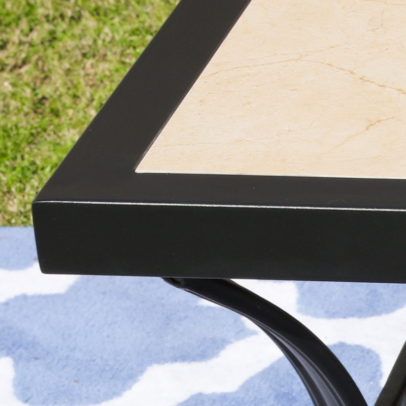 Leanny Square Outdoor Side End Table with Tile Top