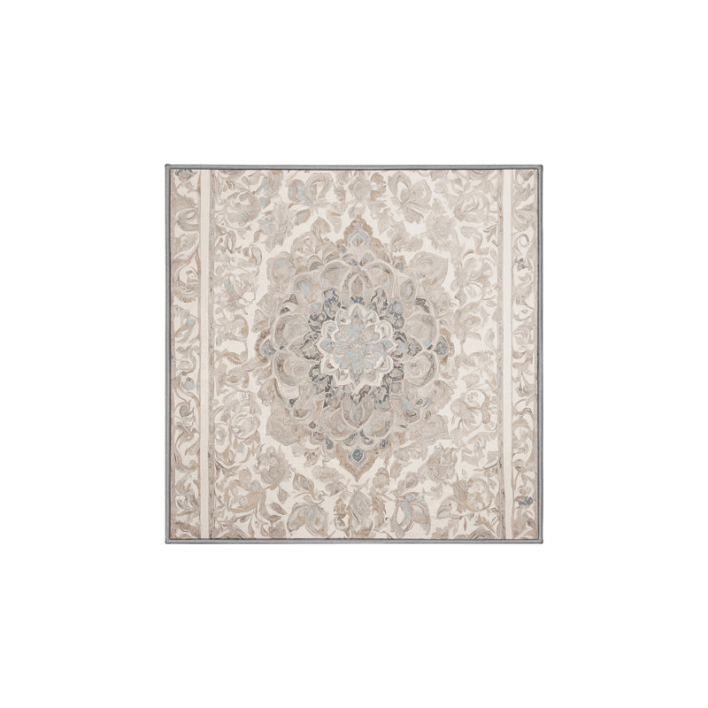 Tapis gris soyeux et moelleux, Carré 7 pi