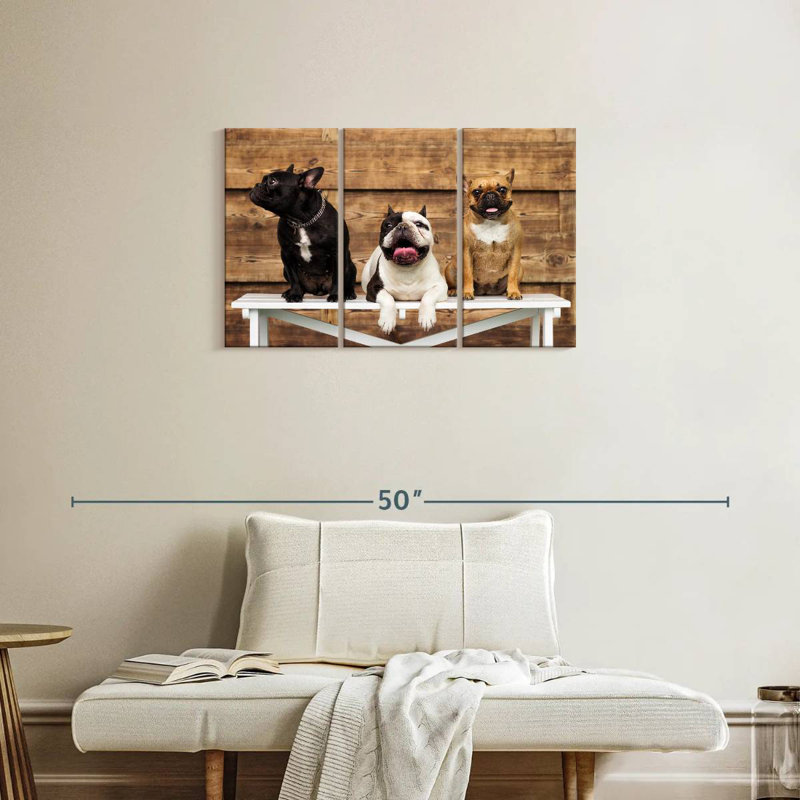 Brampt Bulldog Trio, 20" H x 33" W