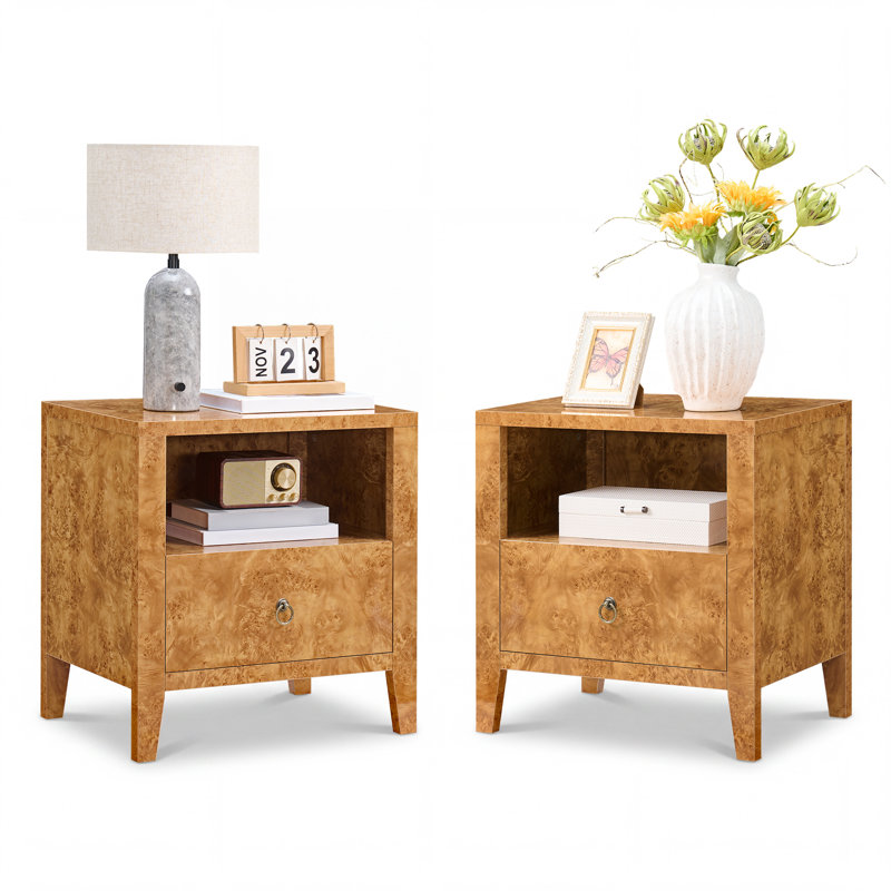 Ensemble de chambre à coucher 3 pièces avec 2 tables de chevet et commode 6 tiroirs