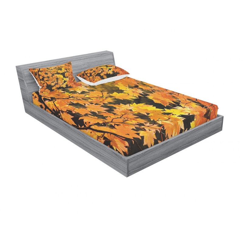 Microfiber Floral Sheet Set, Queen Sheet Set with Fitted Sheet