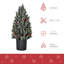 18" Artificial Flocked Christmas Tree With Base For Table Decoration Tall Tabletop Ornamental Pinecones And Berries