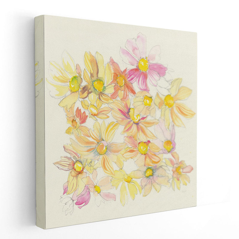 Pastel Garden Daisies - reproduction d'art sur toile, H 30 po x l 30 po