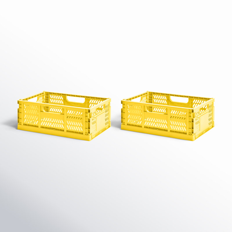 3 Sprouts Plastic Crate, Yellow
