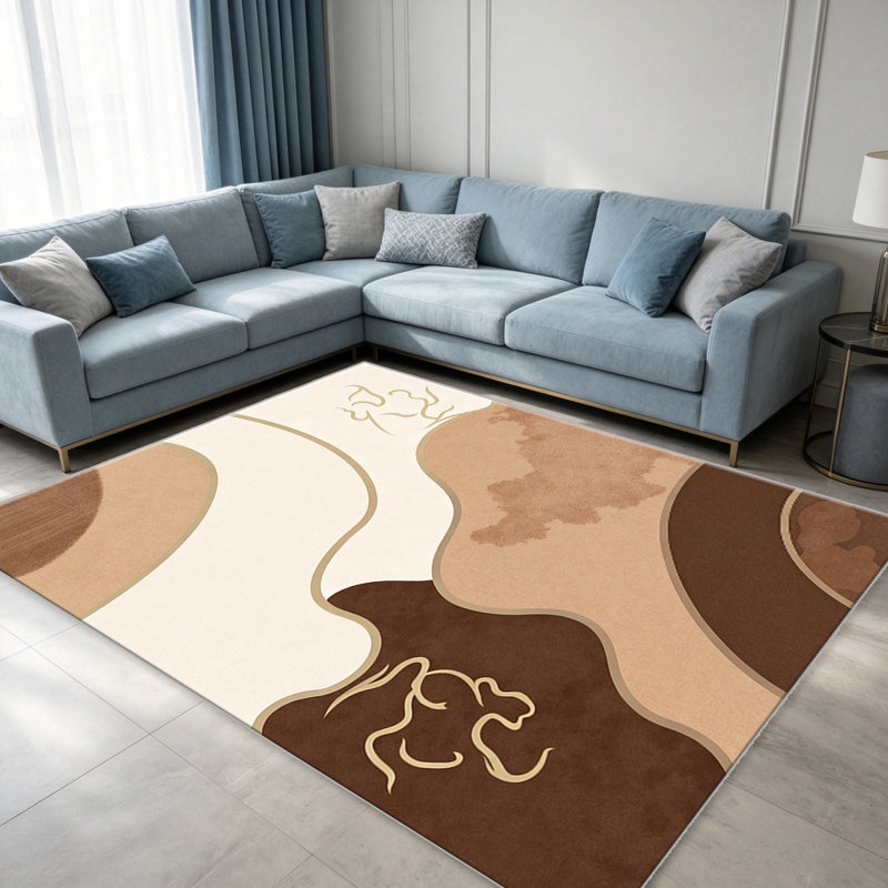 Brown Abstract Watercolor carpet-easy to clean, machine-washable, soft and comfortable; suitable for door mats, kitchens, living rooms, bedrooms, corridors, and laundry areas. Easy to clean, durable carpet for home decoration.