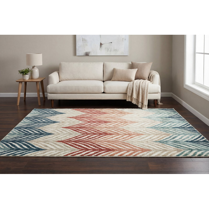 Pridbjorn Chevron Indoor Rug, Rectangle 5' x 7'