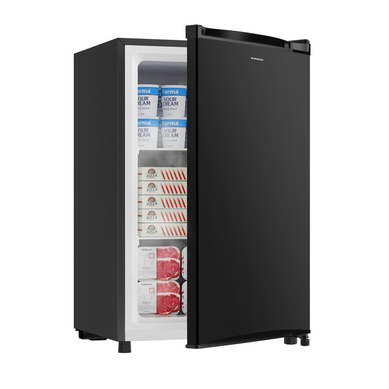 BANGSON 3.0 Cu.ft Compact Upright Freezer, Energy-Saving Mini Freezer with Adjustable Thermostat, Black