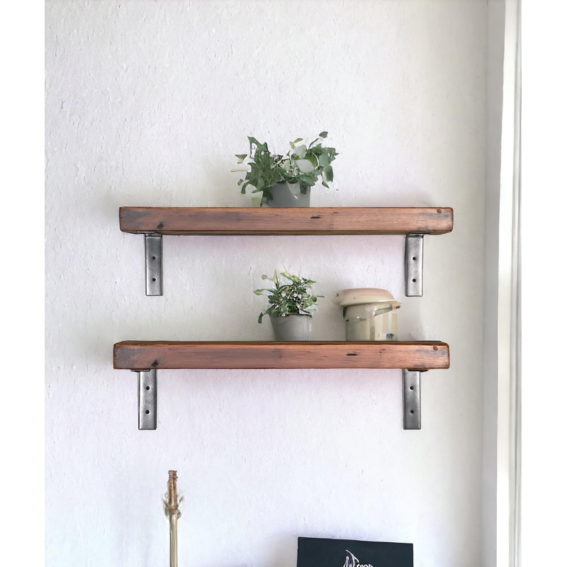 2 Piece Solid Wood Bracket Shelf, 7.25" H x 36" W x 6" D
