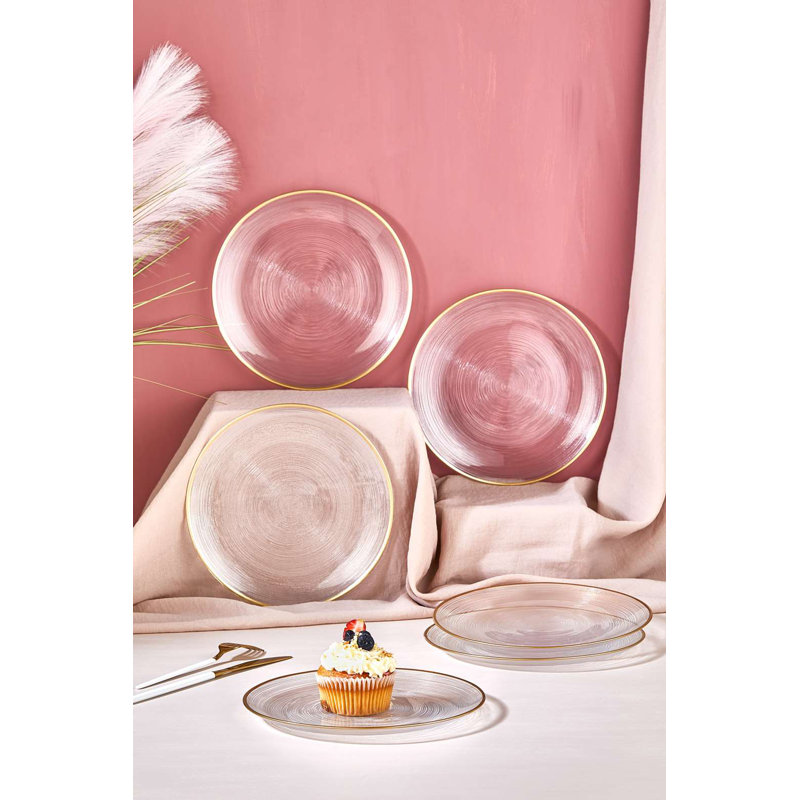 Elegant Dessert Plate Set (6 Pieces), 100% Glass, 8.3 inches Diameter | Includes 1 Stand, Transparent Design | Perfect for Serving Desserts, Cakes, and Treats | Stylish & Durable Tableware for Any Occasion