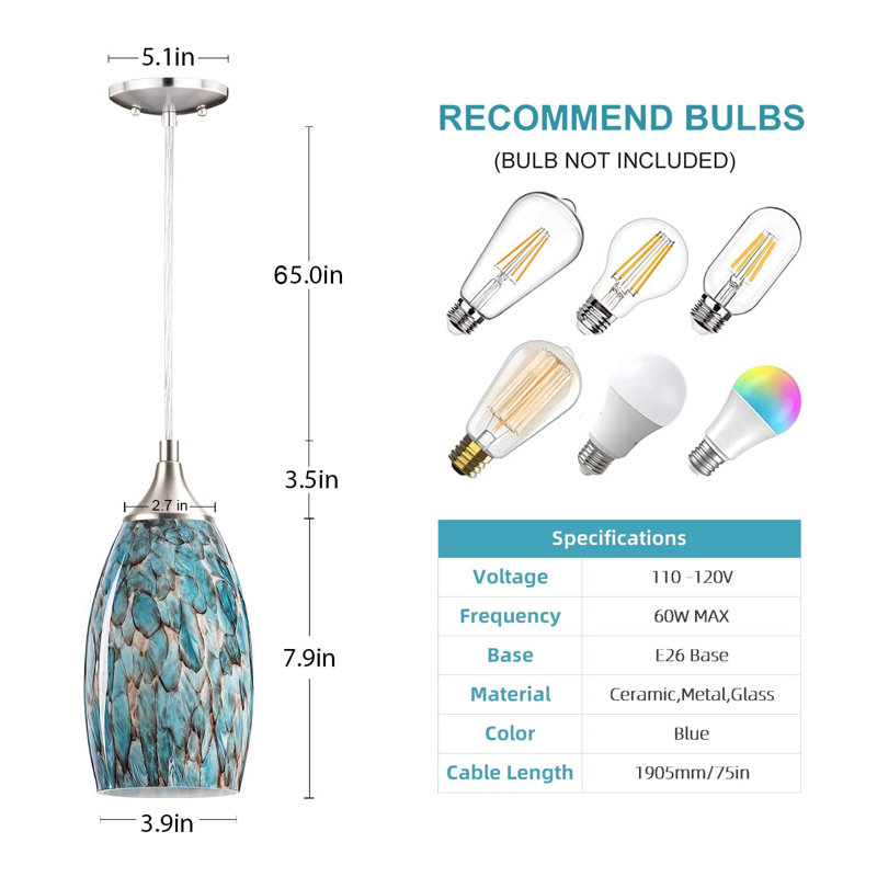 Luminaire suspendu simple 1 lumière Kanedra