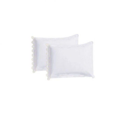 400TC U Shape Scallop Embroidery Cotton Solid Pillowcases (Set Of 2)