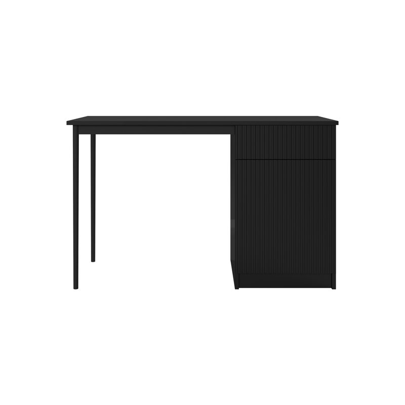 Alfaretta Metal Base Computer Desk, Black/Black