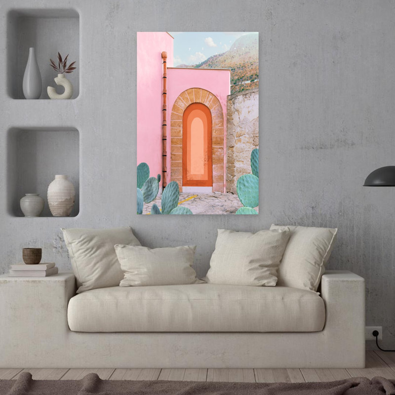 Art contemporain, paysage contemporain abstrait, oiseau, cactus, paysage de montagne, H 36 po x l 24 po