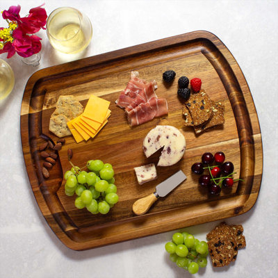 Acacia Wood Carving Board with Juice Grooves