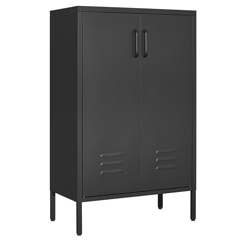 Armoires de rangement en acier avec 2 portes, Noir