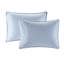 Grand couvre-lit réversible en bleu - Surpiqûre pour surmatelas luxueux idéal, rembourrage en coton prélavé, confort inclus et 2 taies décoratives lavables à la machine