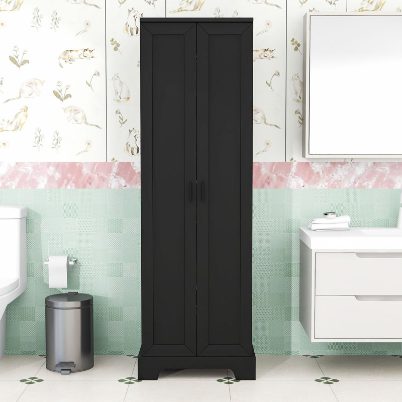 Armoire de rangement en bois avec deux portes Navae, Noir mat