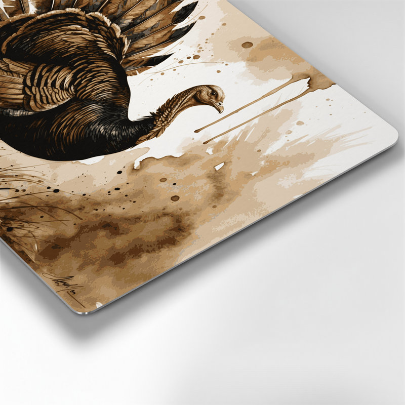 Birds Wild Turquie, art mural en métal beige, H 8 po x l 10 po
