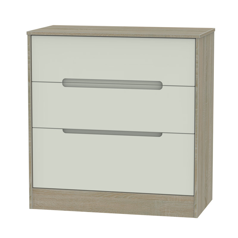 Fully Assembled Vernon 3 Drawer Chest, Kashmir Matt/Darkolino Oak