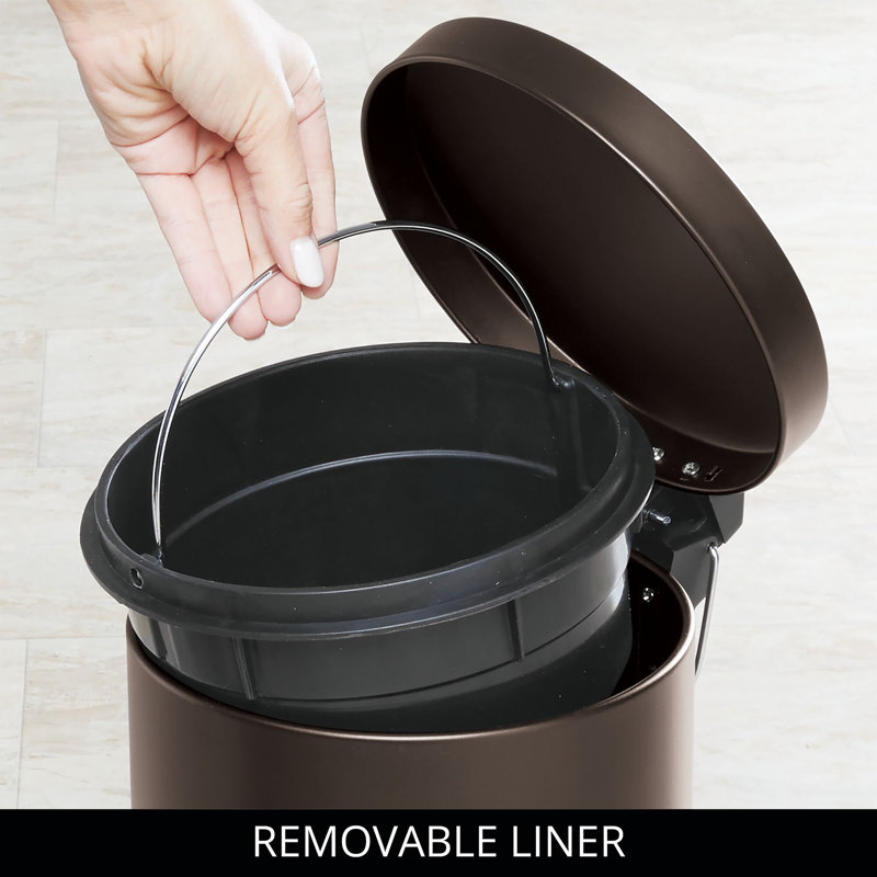 iDesign Round 1.3 Gallon Steel Step Trash Can - Set of 2 - Bronze