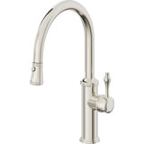 Davoli Pull-Down Kitchen Faucet with Button Sprayer - Low Arc Spout