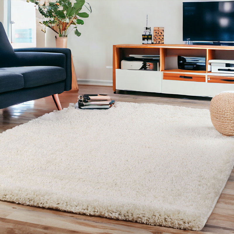 Tapis ivoire à poils longs Chowk, Rectangle 4 pi x 6 pi