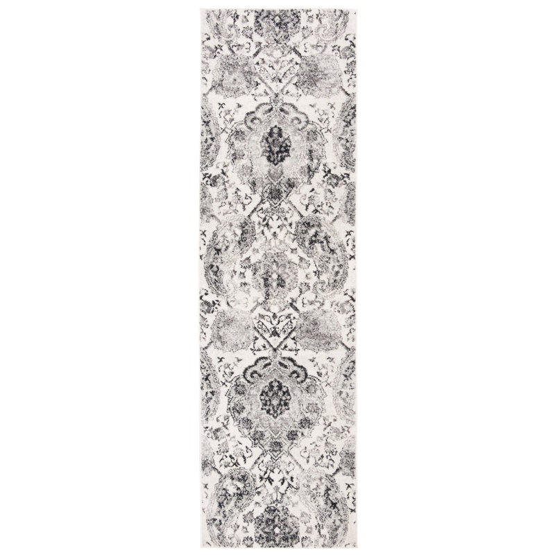 Tapis oriental crème / argenté Barefield, Tapis de couloir 2 pi 3 po x 8 pi