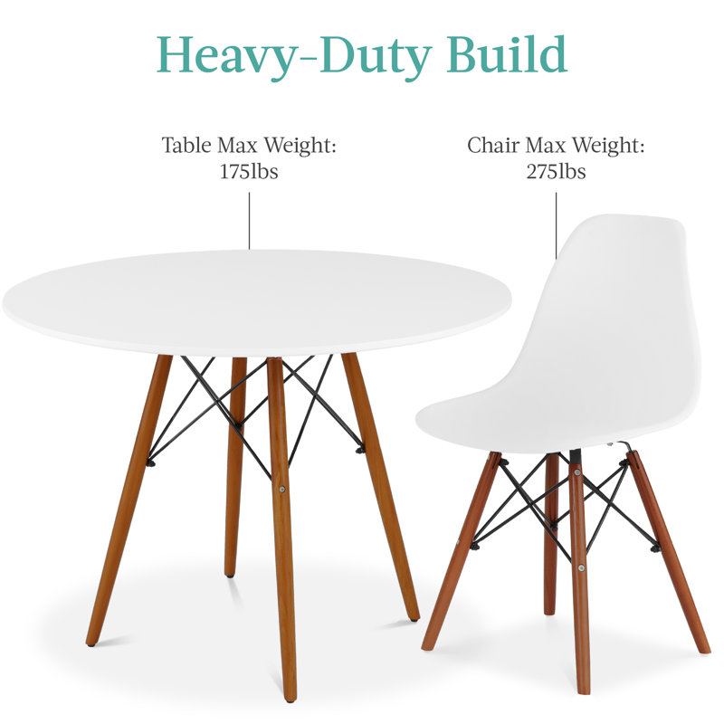 White and Walnut Mid-Century Modern 5-Piece Dining Set