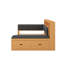 Lit de jour double avec lit gigogne, lit plateforme en bois avec tablettes de rangement, banc, station de charge et tête de lit tapissier-576299715