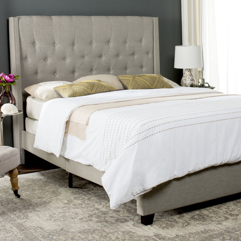 Wampler Upholstered Standard Bed, Light Gray, Twin