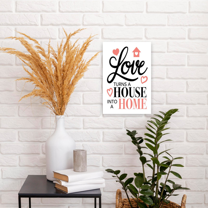 Love Turns House Home Modern Romantic Abstract Architecture Wall Art Print 1 Piece Wrapped Canvas Wall Art