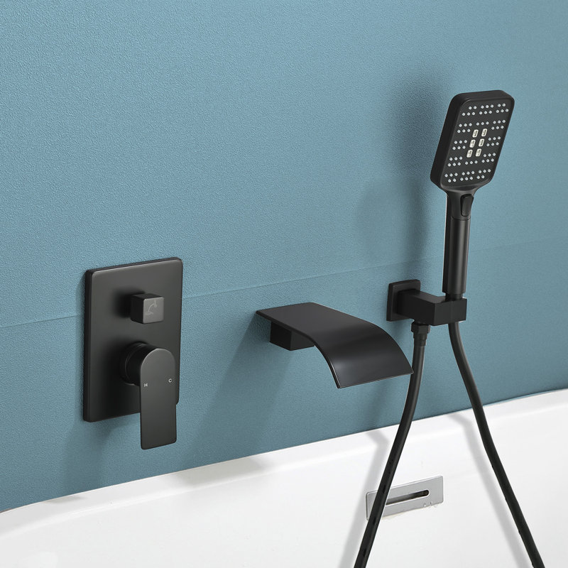 Wall Tub Spout with Diverter, Matte Black