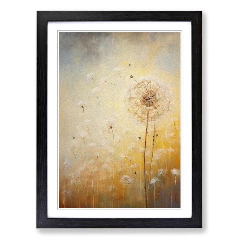 Dandelion Contemporary No.2 - Single Picture Frame Print on Wood, 46" H x 34" W x 2" D, Black