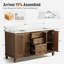 Meuble-lavabo double 60 po avec comptoir en marbre d'ingénierie, lavabo en céramique, dosseret-1121856372-1121856374