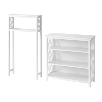 Alaterre Furniture Coventry Bathroom Shelves - 32”x32” Adjustable Shelf Organizer and 27”x48” Over The Toilet Storage Rack for Toiletries, Towels, and Decor - Bathroom Organizers and Storage