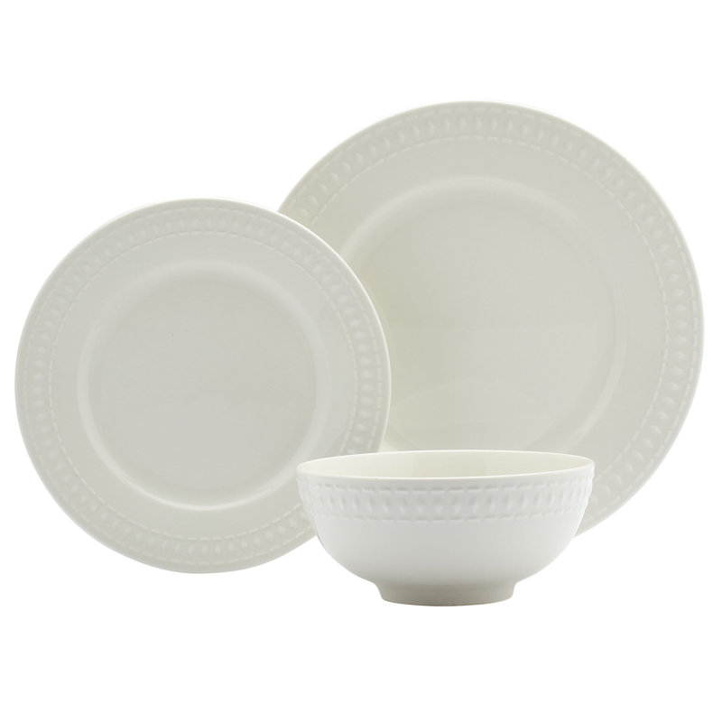 Bloom White Porcelain 12-Piece Dinnerware Set
