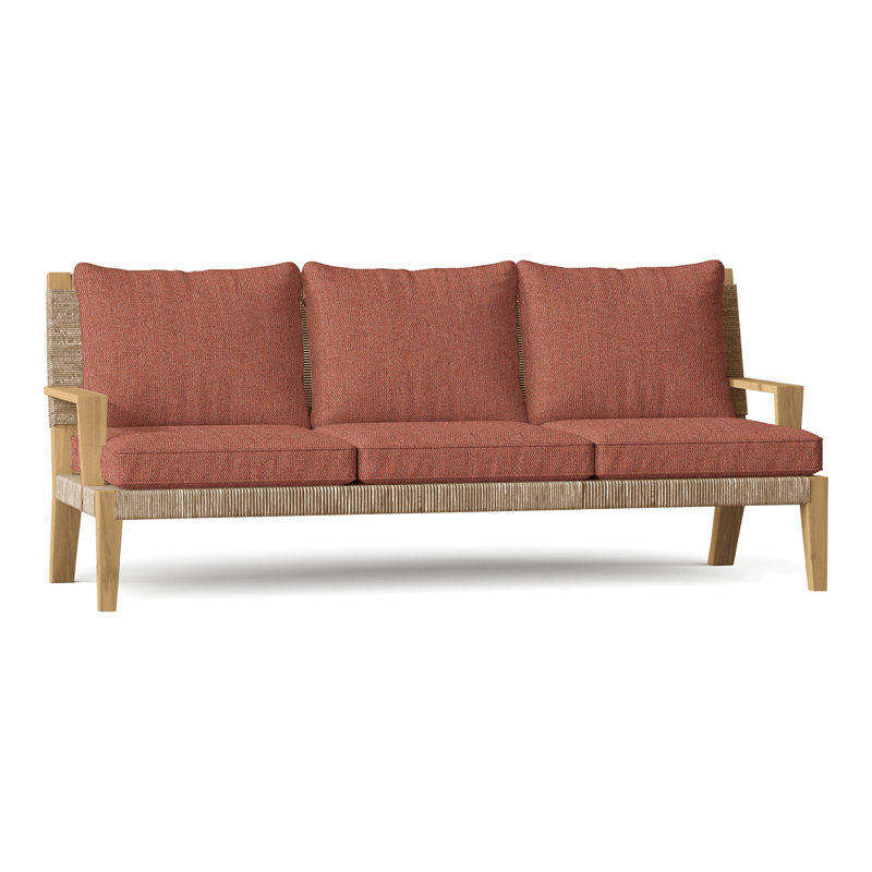 Hadley Outdoor 3 - Seat Patio Sofa, Hadley Natural Rope, Perigold Play Adobe