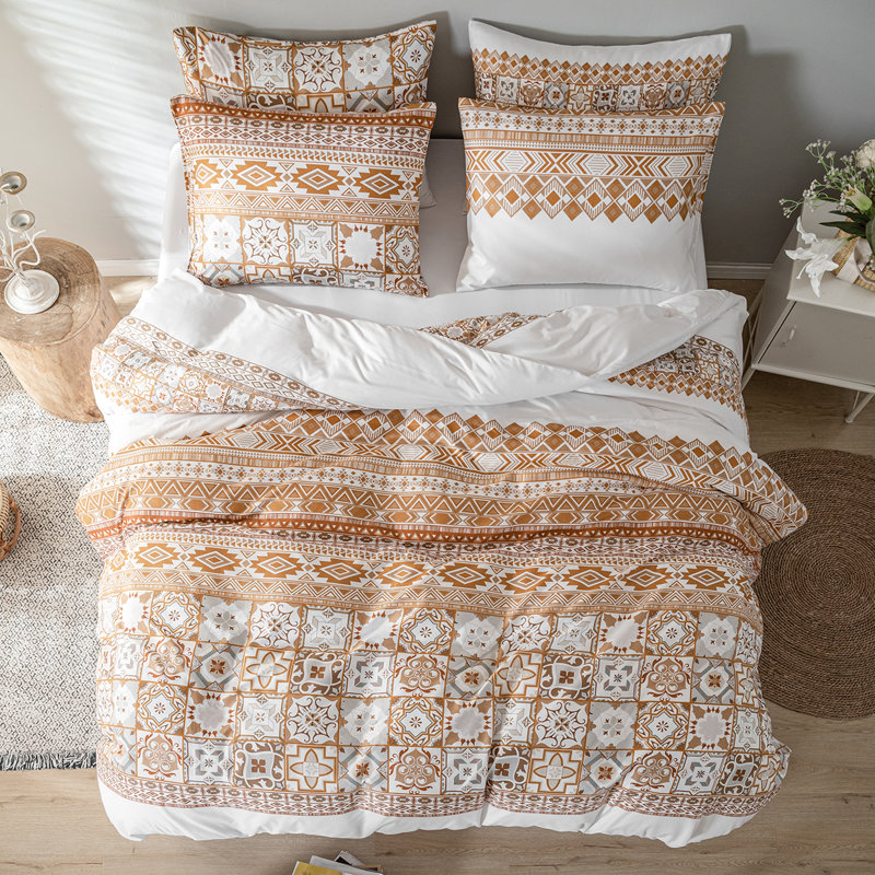 Geometric Shapes Duvet Cover, King Duvet Cover + 2 King Pillowcases