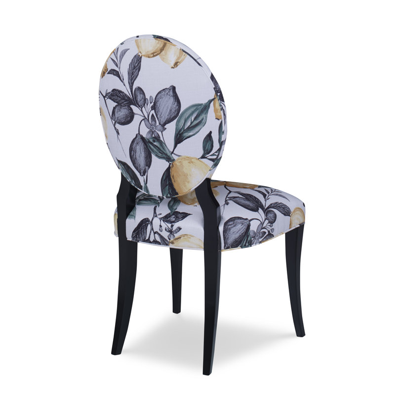 Chaise de salle à manger Cameo, Noyer noir, Filigrane ivoire 100% polyester