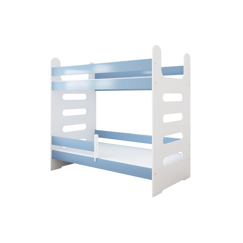Cannady Bunk Bed with Built-in Ladder Included, European Toddler (80 x 180 cm), Blue
