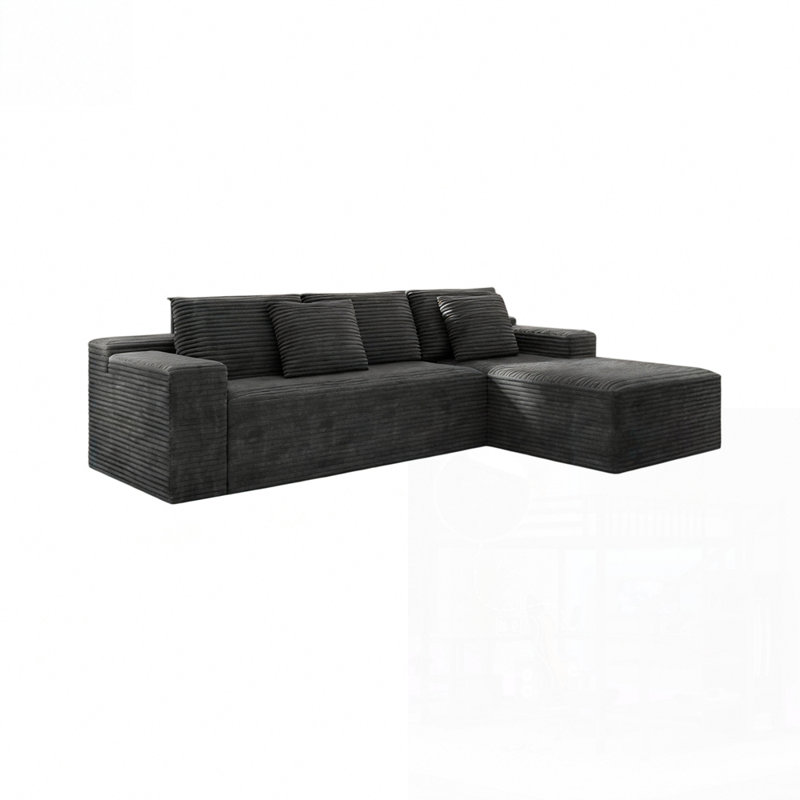Siège de canapé modulaire modulaire, canapé rembourré compressé pour le salon et la chambre à coucher, aucun assemblage requis, combinaison libre de 2 pièces, tissu en velours côtelé moelleux, GRIS