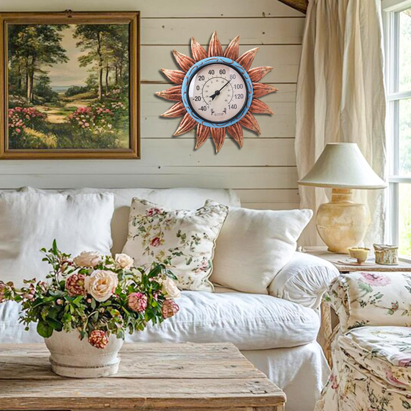 Thermomètre d'extérieur - Thermomètre mural tournesol