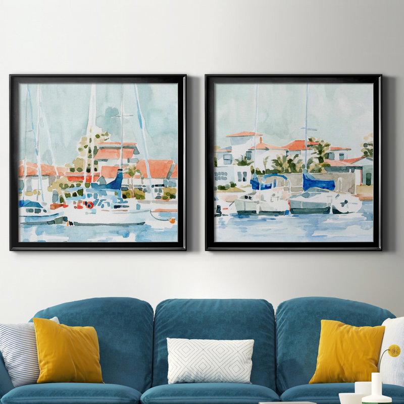 Beach Town Summer I Beach Town Summer I - Ensemble de 2 cadres photo, H 30,5 po x l 61 po, Toile encadrée, Noir