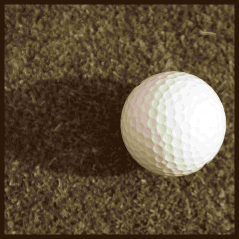 Étude de balle de golf sépia IV, H 12 po x l 12 po