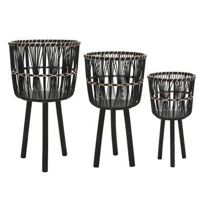 Jardinières en bambou S / 3 11/13/15 po