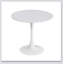 Table de salle à manger ronde blanche moderne avec plateau en panneau de fibres à densité moyenne et base en acier, idéale pour les petits espaces et la vie contemporaine-707798837-707798986-707798833