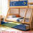 Twin Over Full Solid Wood House Bunk Bed, Non-Toxic Finish Bed Frame with Guardrail & Stairs-993786272
