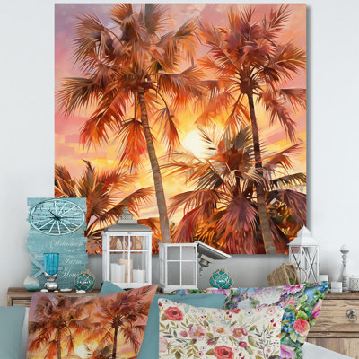 Rose Radiance Sunset Palm Trees I On Canvas Print -  Bay Isle Home™, 21ECB60B782249328AE1FEF7D13E4777