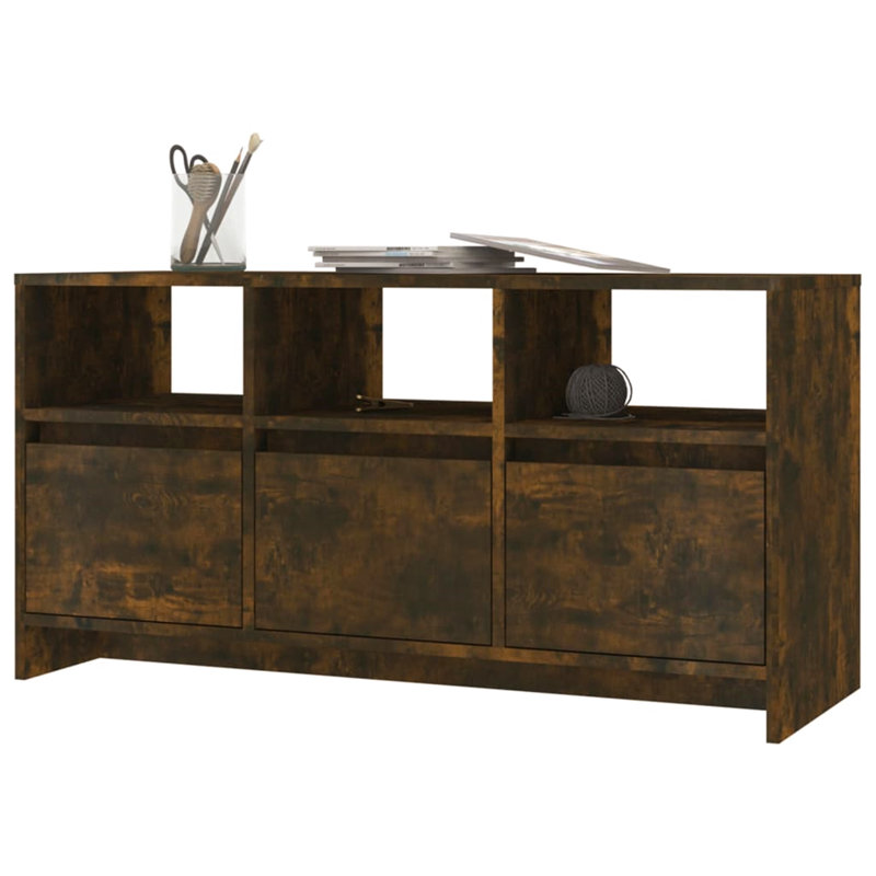 Kuido Unfinished TV Stand for TVs up to 43", Smoked Oak