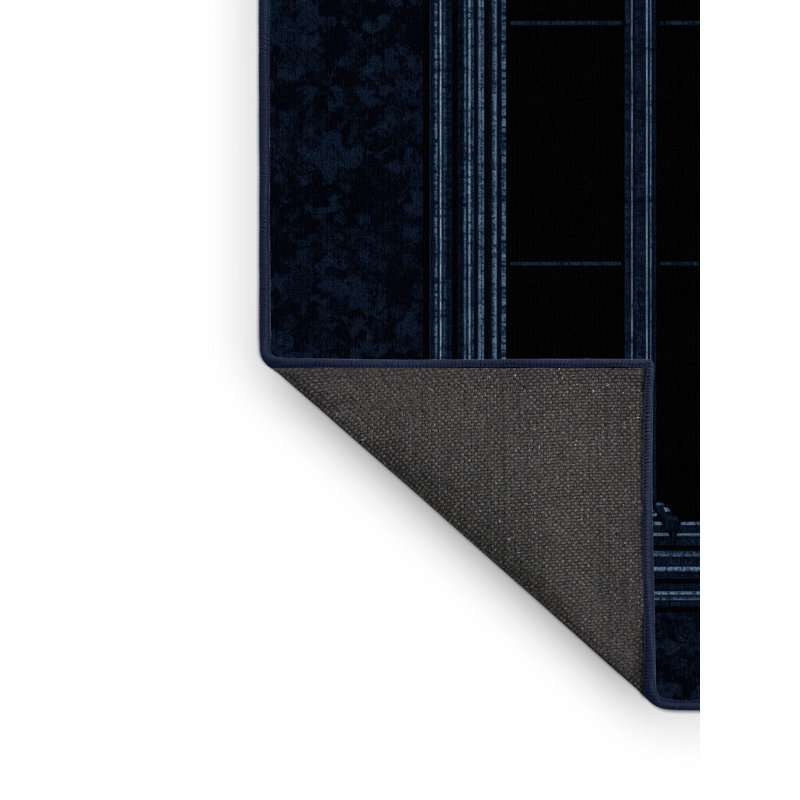 Soft Plush Eslinger Halloween Modern & Contemporary Abstract Area Rug in Blue – Navy Binding, 7x9